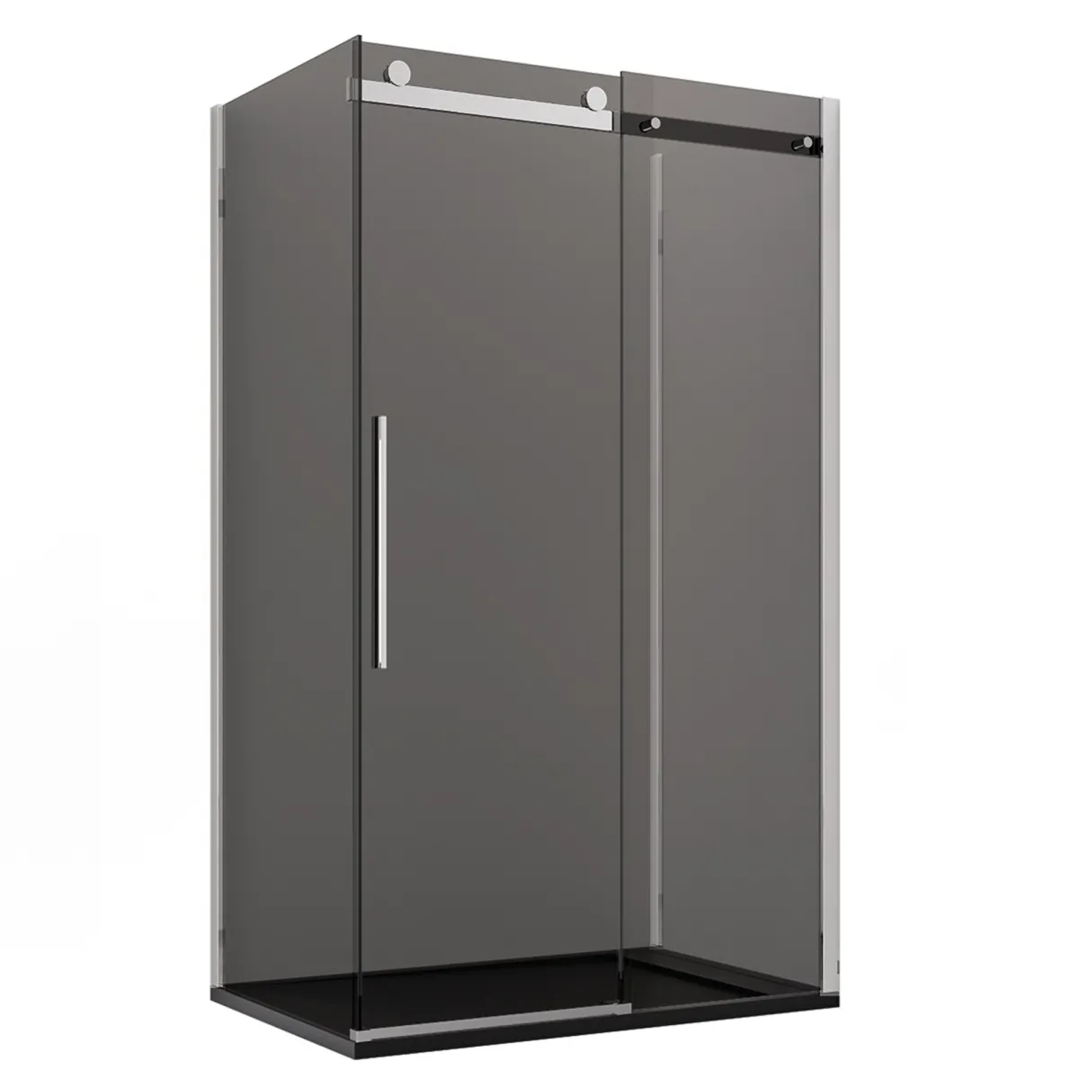 3-seitige Duschkabine mit Schiebetür aus Rauchglas H195 Euclide
