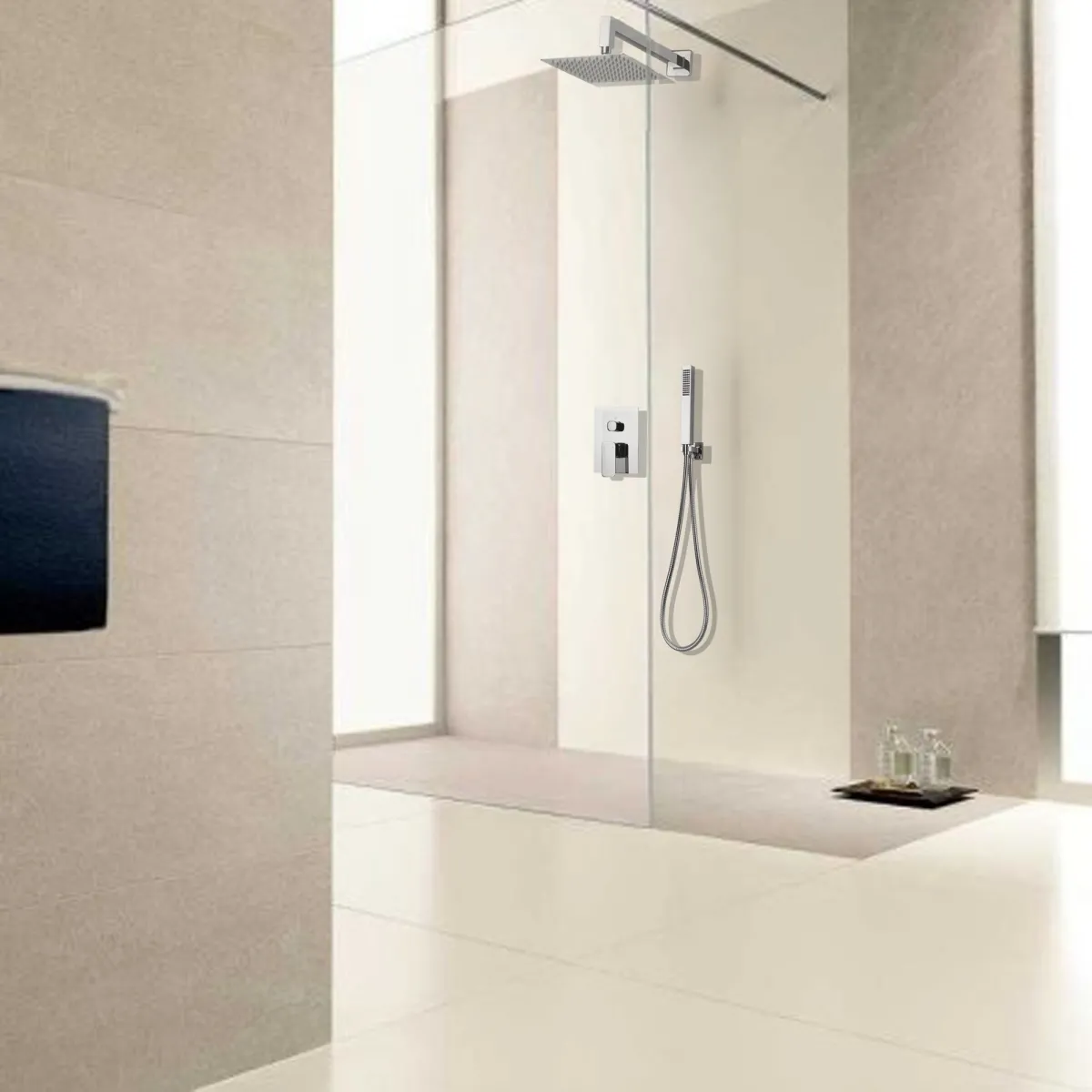 Set doccia incasso quadrato con soffione e doccino |...
