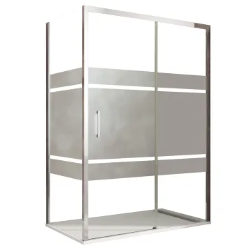 Box doccia angolare serigrafato con porta e lato fisso Aktual Frost