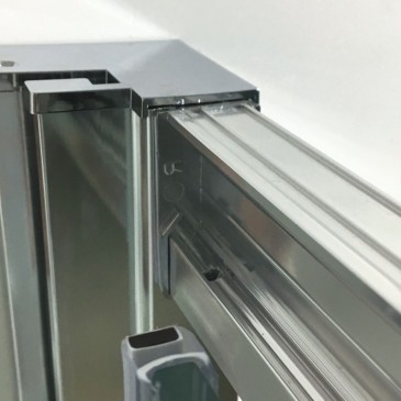 Cabine de douche d'angle sérigraphiée avec porte Aktual Frost et côté fixe