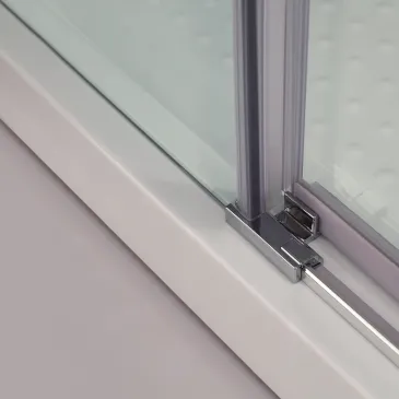 Cabine de douche d'angle sérigraphiée avec porte Aktual Frost et côté fixe