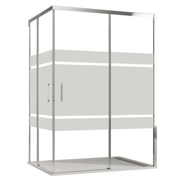 Box doccia angolare 2 lati scorrevoli serigrafato 8mm H 195cm