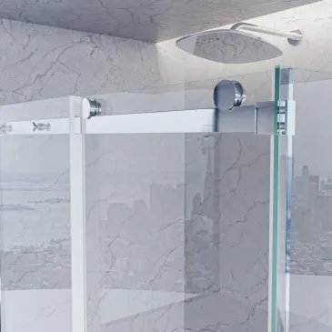 Cabine de douche 2 côtés porte coulissante H195 anti-calcaire EUCLIDE