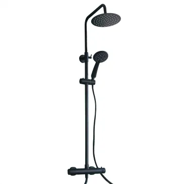 Colonne de douche Piave noire avec mitigeur thermostatique | Mondialshop