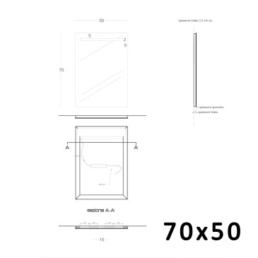 Specchio led 70x50