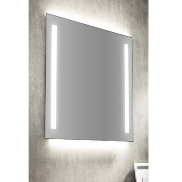 Pier - Specchio da bagno rettangolare reversibile a filo lucido retroilluminato strip Led IP44