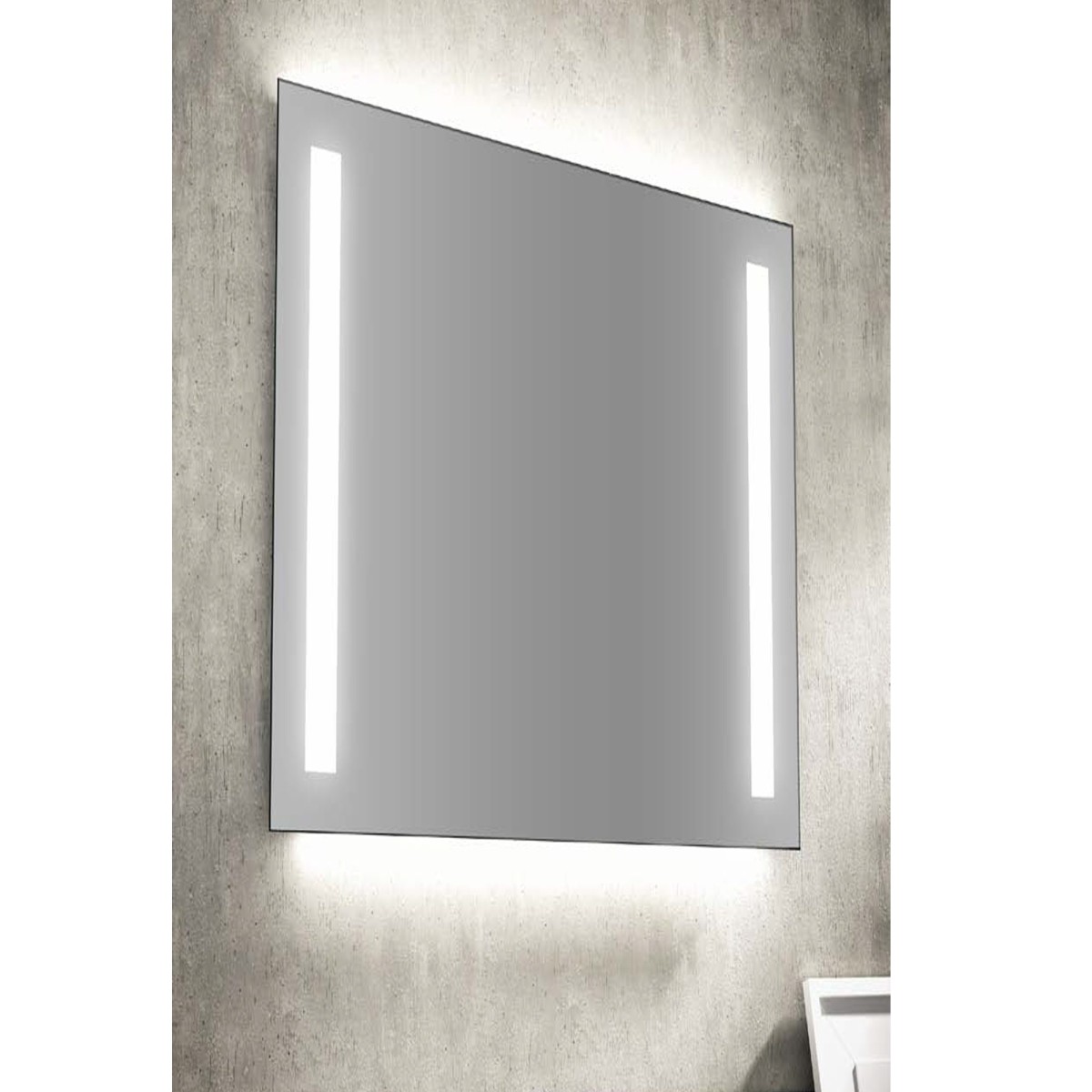 SAMAR rechteckiger, beidseitig verwendbarer Badezimmerspiegel mit polierter Kante und Hintergrundbeleuchtung