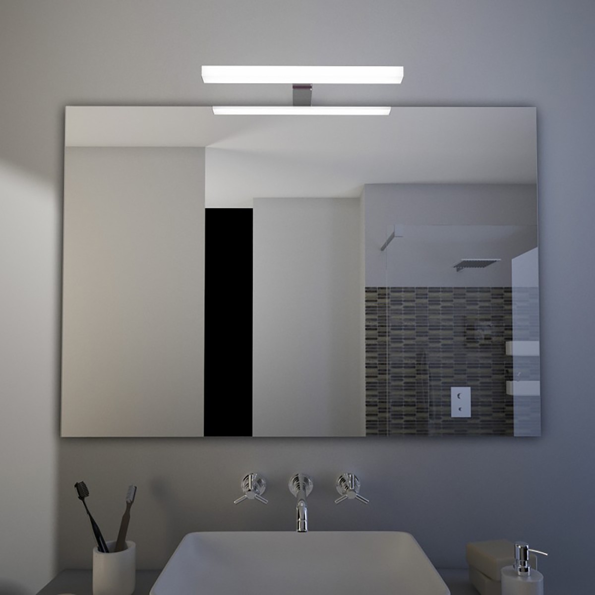 Rechteckiger Badezimmerspiegel mit LED-Beleuchtung |...
