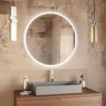 Miroir de salle de bain rond rétroéclairé par LED | Mondialshop