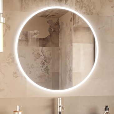 Miroir de salle de bain rond rétroéclairé par LED | Mondialshop