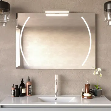 Miroir de salle de bain rétroéclairé avec lampe LED | Mondialshop