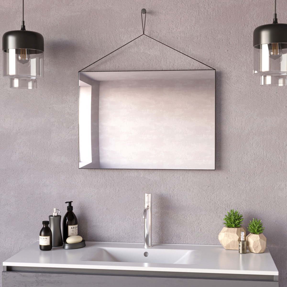 Specchio Bagno Rettangolare 70x50cm Reversibile |...