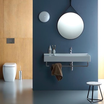 Miroir rond design en cuir noir ou en peau de vache | Mondialshop