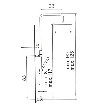 Colonna doccia nera con miscelatore 2 uscite soffione 20x20 doccetta in ABS Este Black