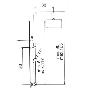Colonna doccia Este termostatica con soffione 20×20 | Mondialshop