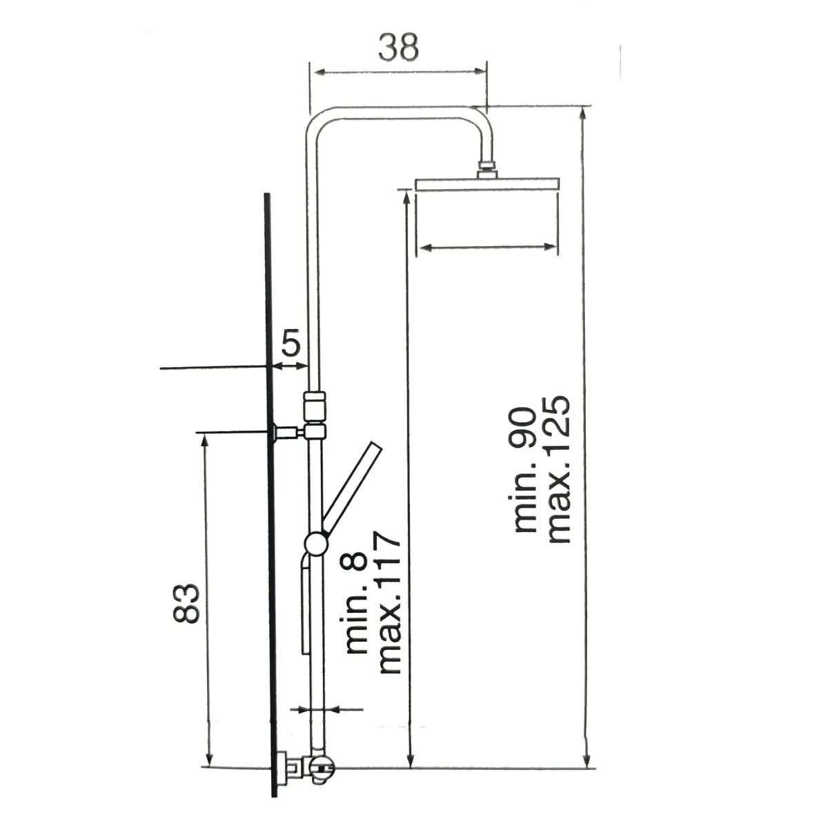 Colonne de douche design carré avec mitigeur thermostatique