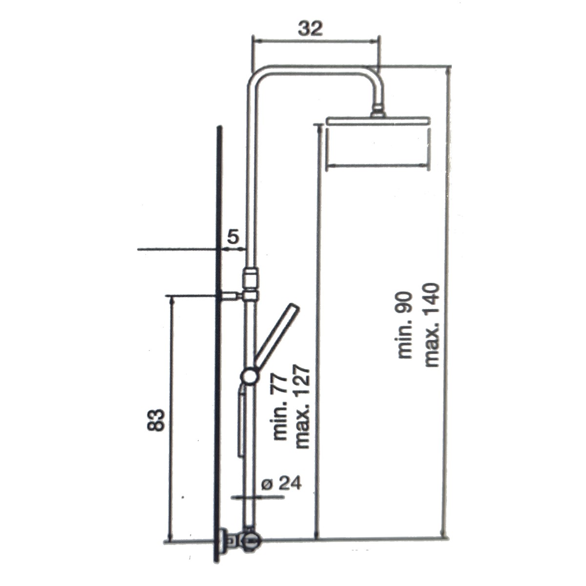 Colonne de douche avec robinet thermostatique rond Piave