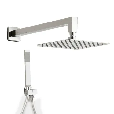 Set doccia Cromato Quadrato con Soffione e Doccetta | Mondialshop