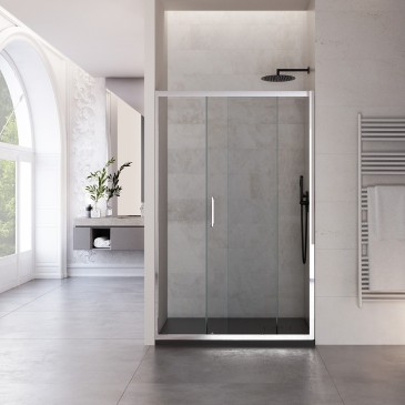 Porte de douche coulissante pour niche 6 mm transparente - True