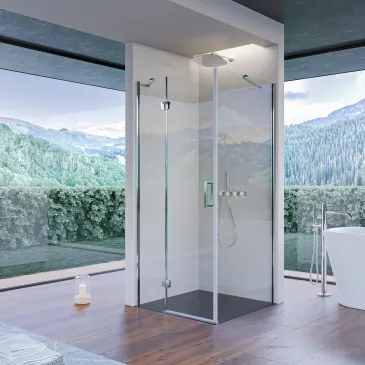 Duschkabine mit 2 festen Seiten, Flügeltür H195 REGINA