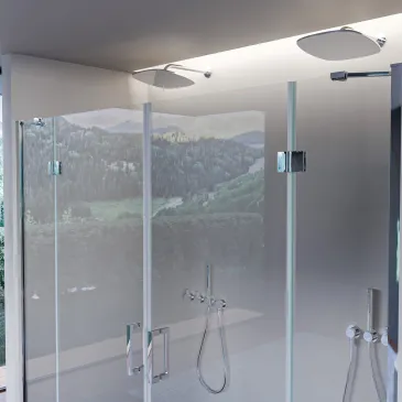 Schwingduschtür mit zentralem Eingang REGINA