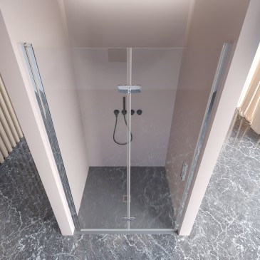 Porte de douche pliante en niche anti-calcaire Rea H195