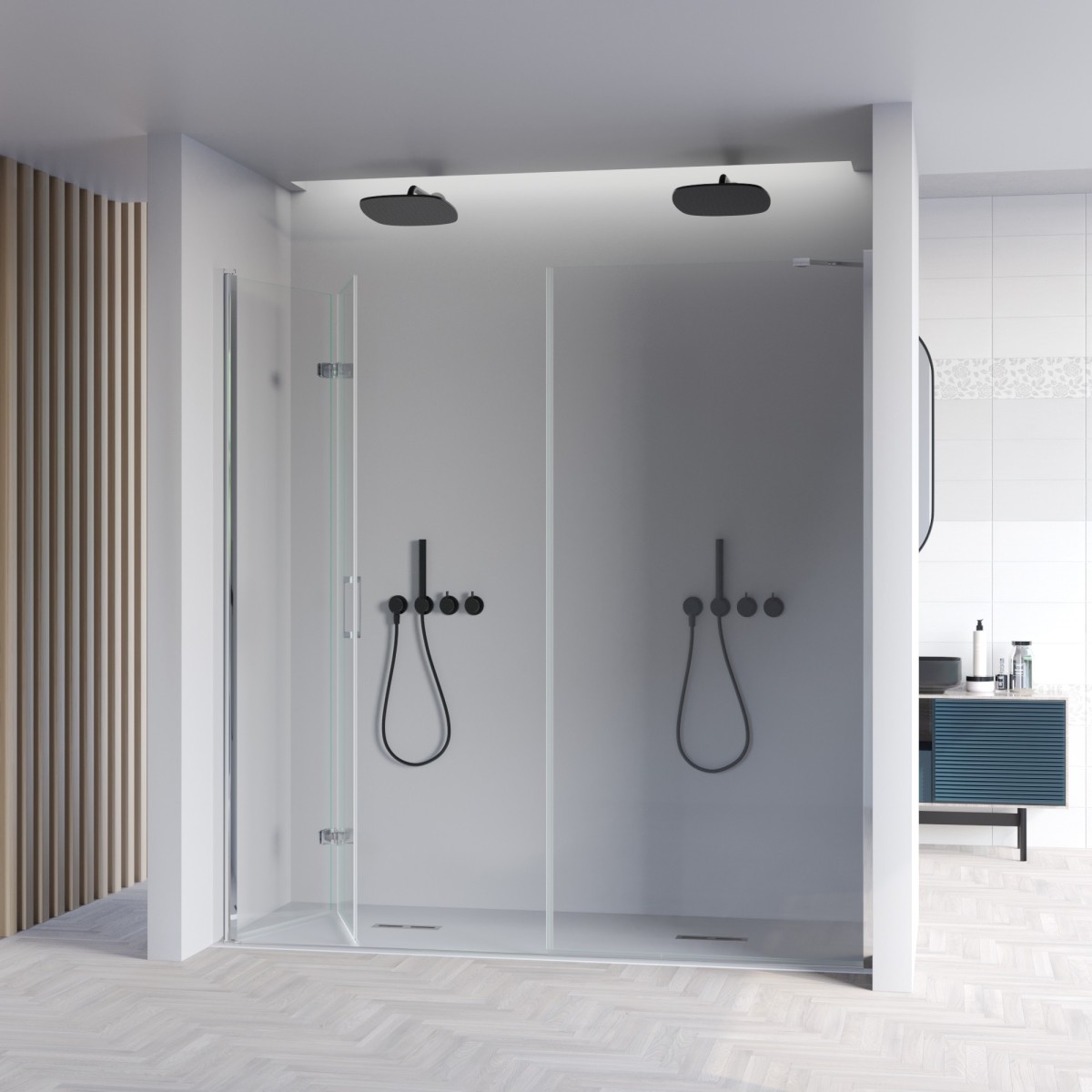 porte de douche pliante porte pliante avec partie fixe H195 REA