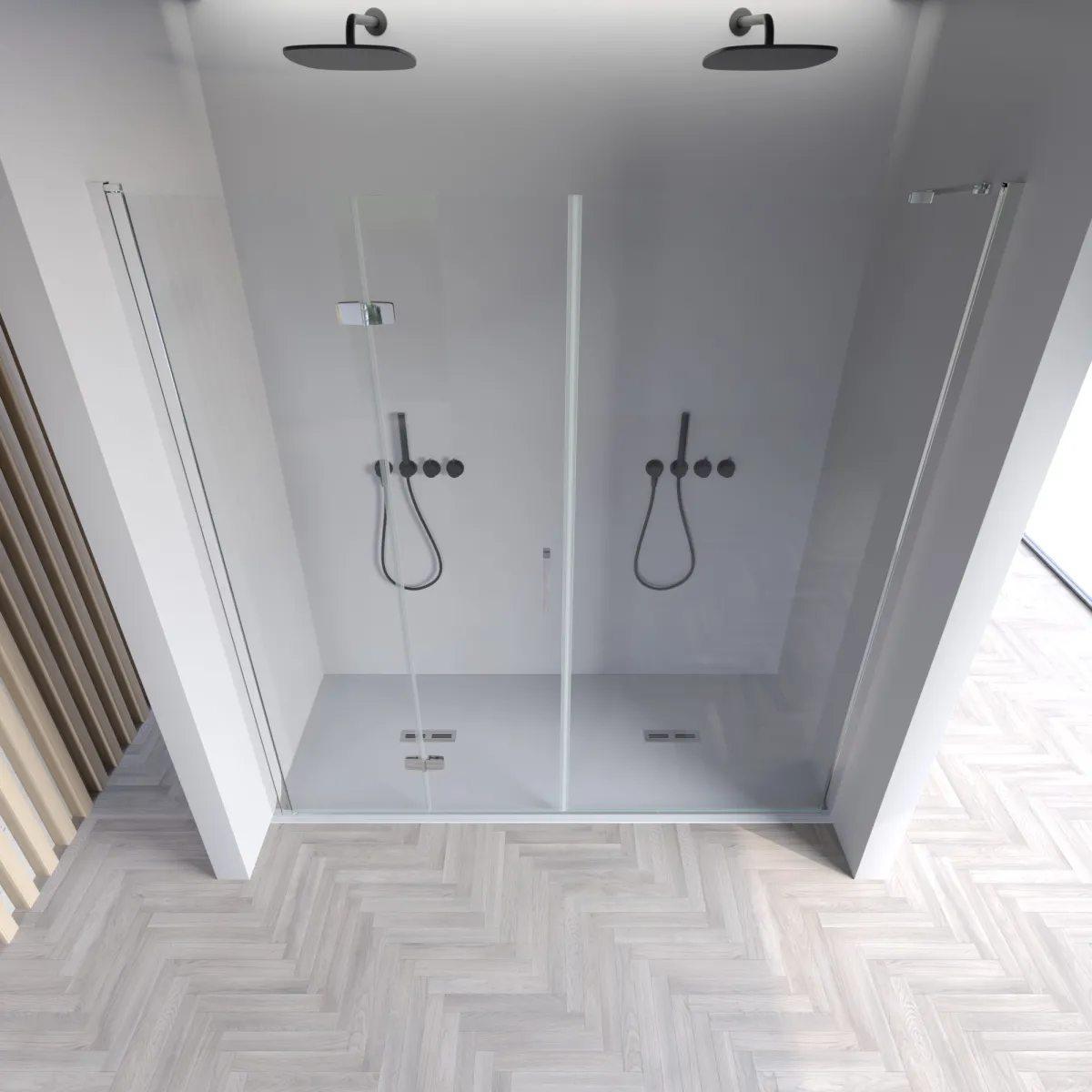 Porte de douche pliante avec un panneau fixe H195 REA
