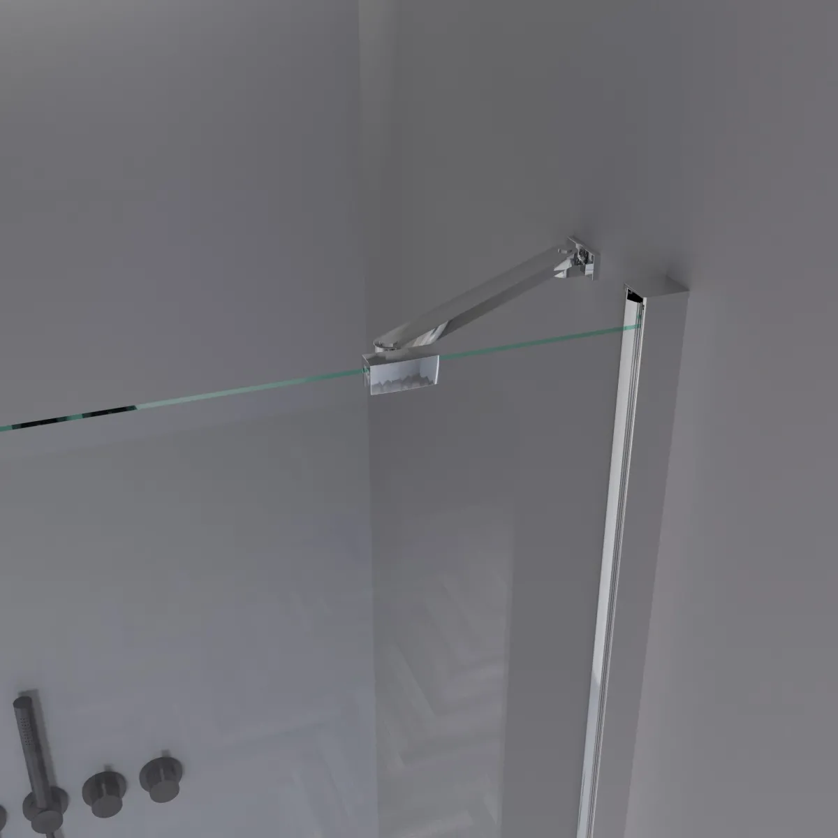 Falt-Duschtür mit einem festen Paneel H195 REA