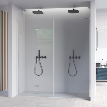 Porte de douche pliante avec un panneau fixe H195 REA