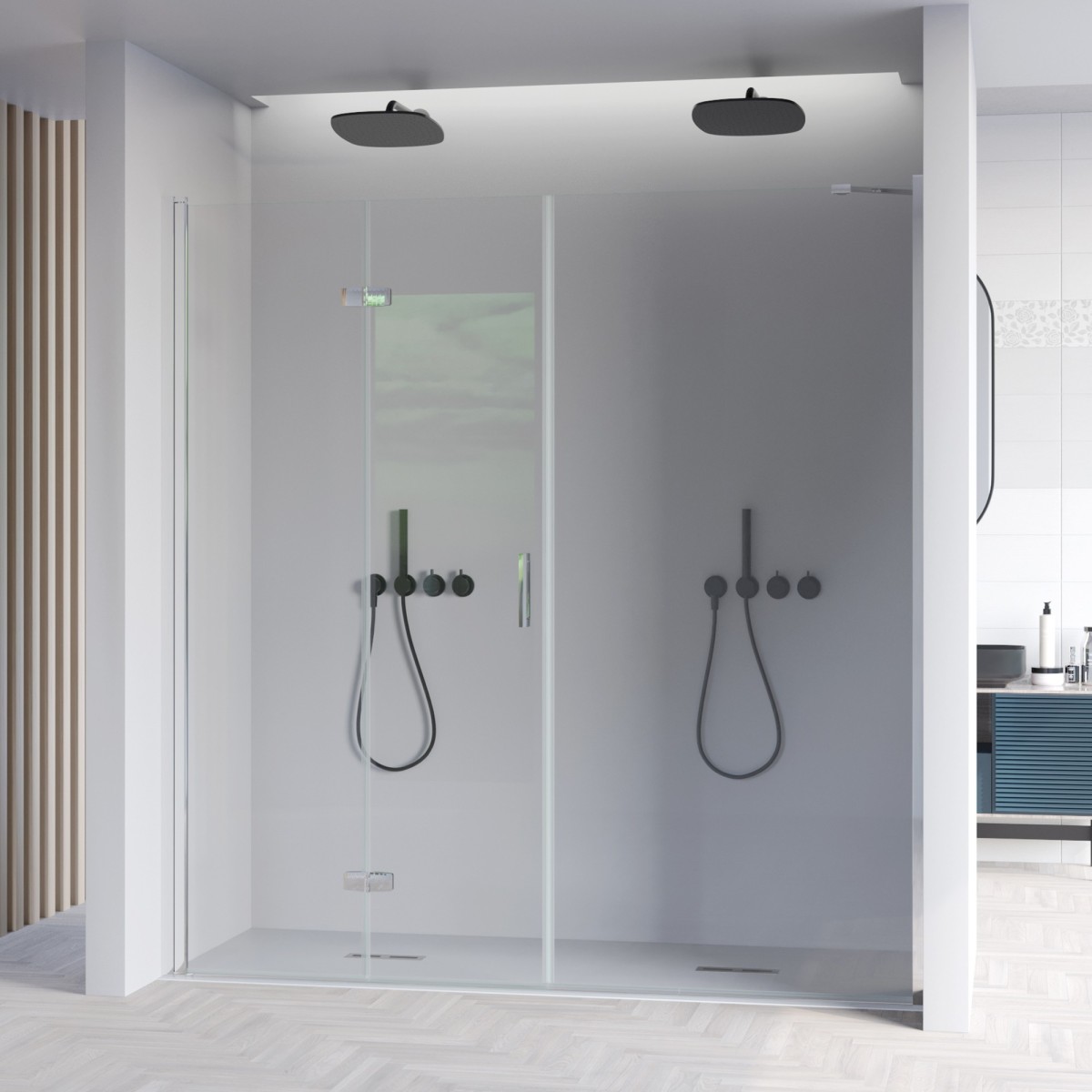 Porte de douche pliante avec un panneau fixe H195 REA