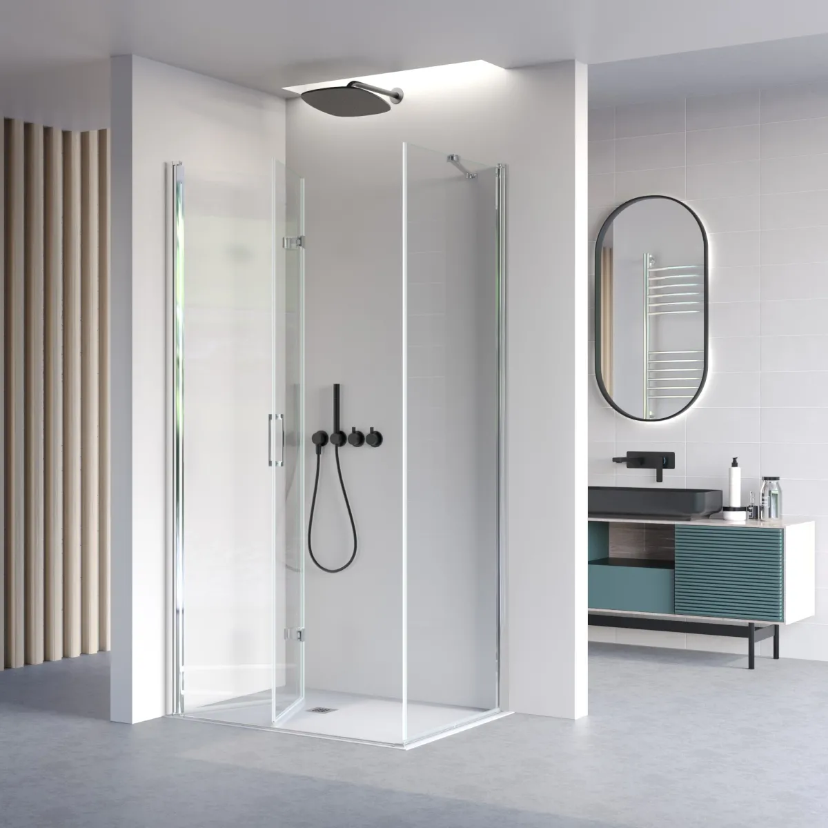 Porte de douche pliante transparente double face H195 REA