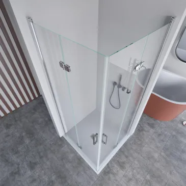 Cabine de douche pliante transparente REA à deux côtés, H195, anticalcaire