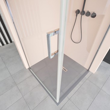 Cabine de douche 2 côtés avec porte battante et côté fixe H195 SALEMA