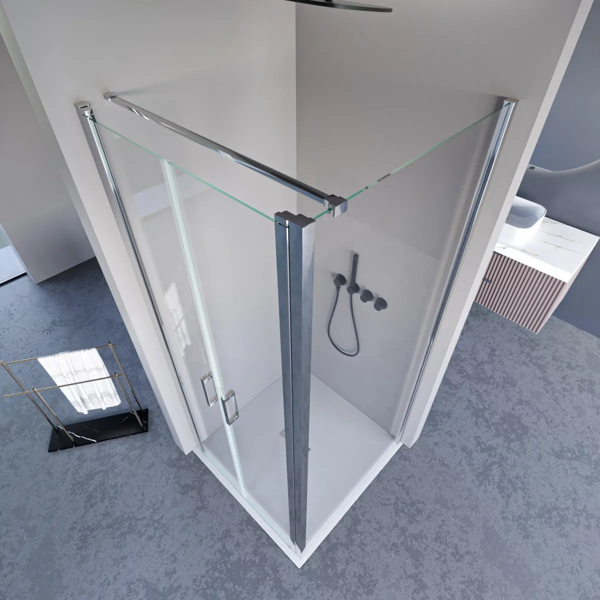 Box doccia 2 lati fissi porta saloon H195 anticlacare DOBLA