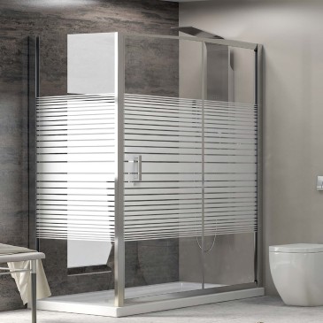 Cabine de douche sérigraphiée double face avec porte coulissante NEW FLORA H180