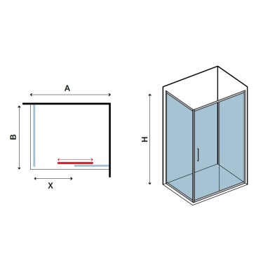 Box doccia serigrafato due lati con porta scorrevole NEW FLORA H180