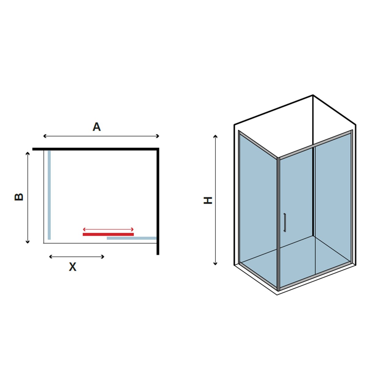 Box doccia serigrafato due lati con porta scorrevole NEW FLORA H180