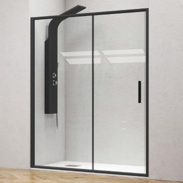1-türige Duschschiebetür mit schwarzen EFE 400-Profilen