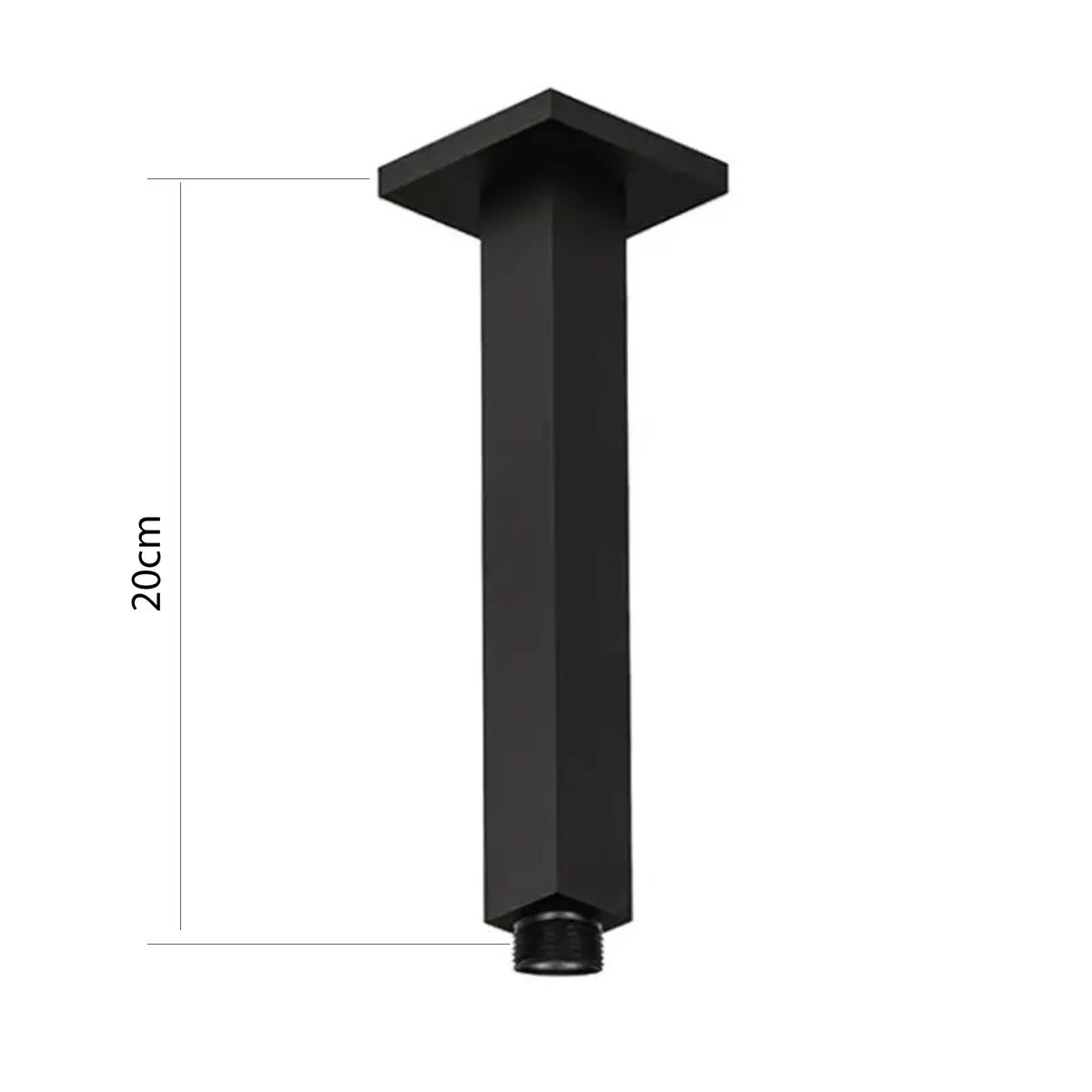 Bras de douche de plafond carré noir 20 cm | Mondialshop