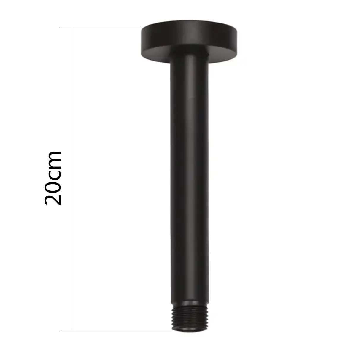 Braccio doccia a soffitto nero quadrato 20cm