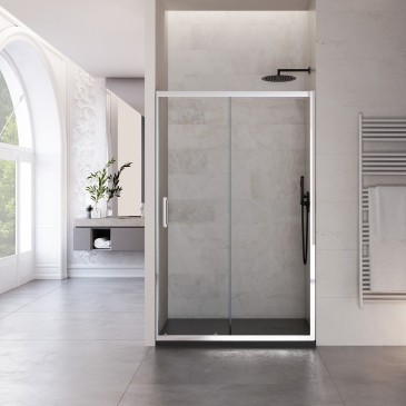 Porte de douche coulissante avec deux portes en verre transparent 6mm H190 BIG