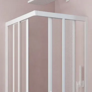 Cabine de douche d'angle avec profilés blancs h190
