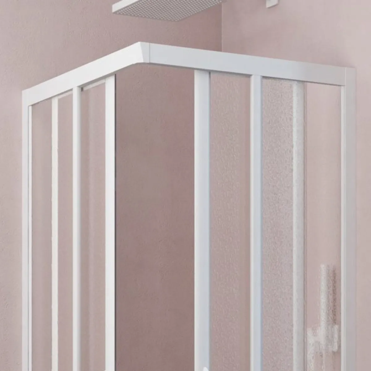 Cabine de douche d'angle avec profilés blancs h190