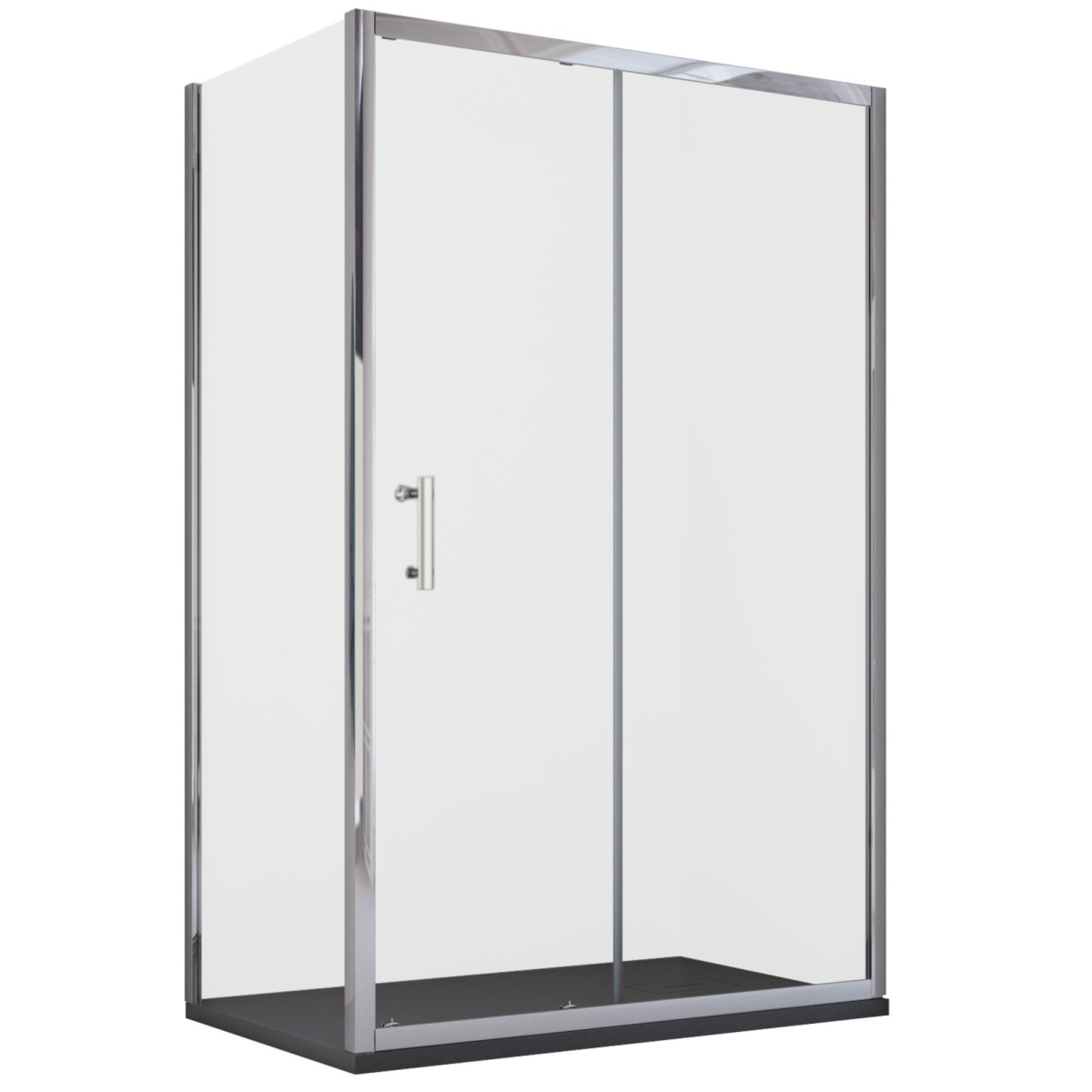 Cabine de douche d'angle transparente avec porte et côté fixe Big