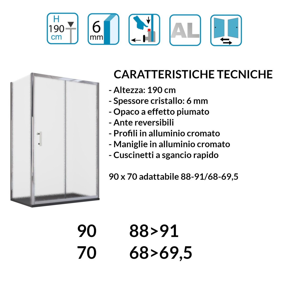 Box doccia scorrevole a 1 anta opaca h190 6mm GRANDE