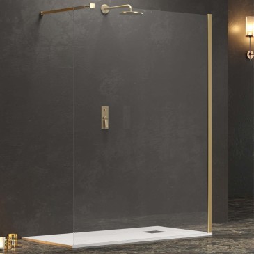 Begehbare Duschwand aus transparentem Glas, H200 cm, 8 mm Goldprofil