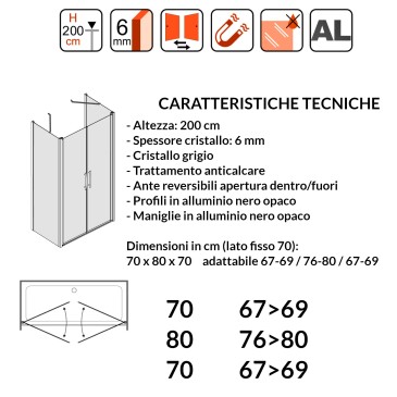 Lacus Giglio Evo BT 3 lati grigio 70x80x70