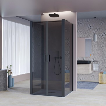 Cabine de douche Mylas Black 3 côtés | Mondialshop