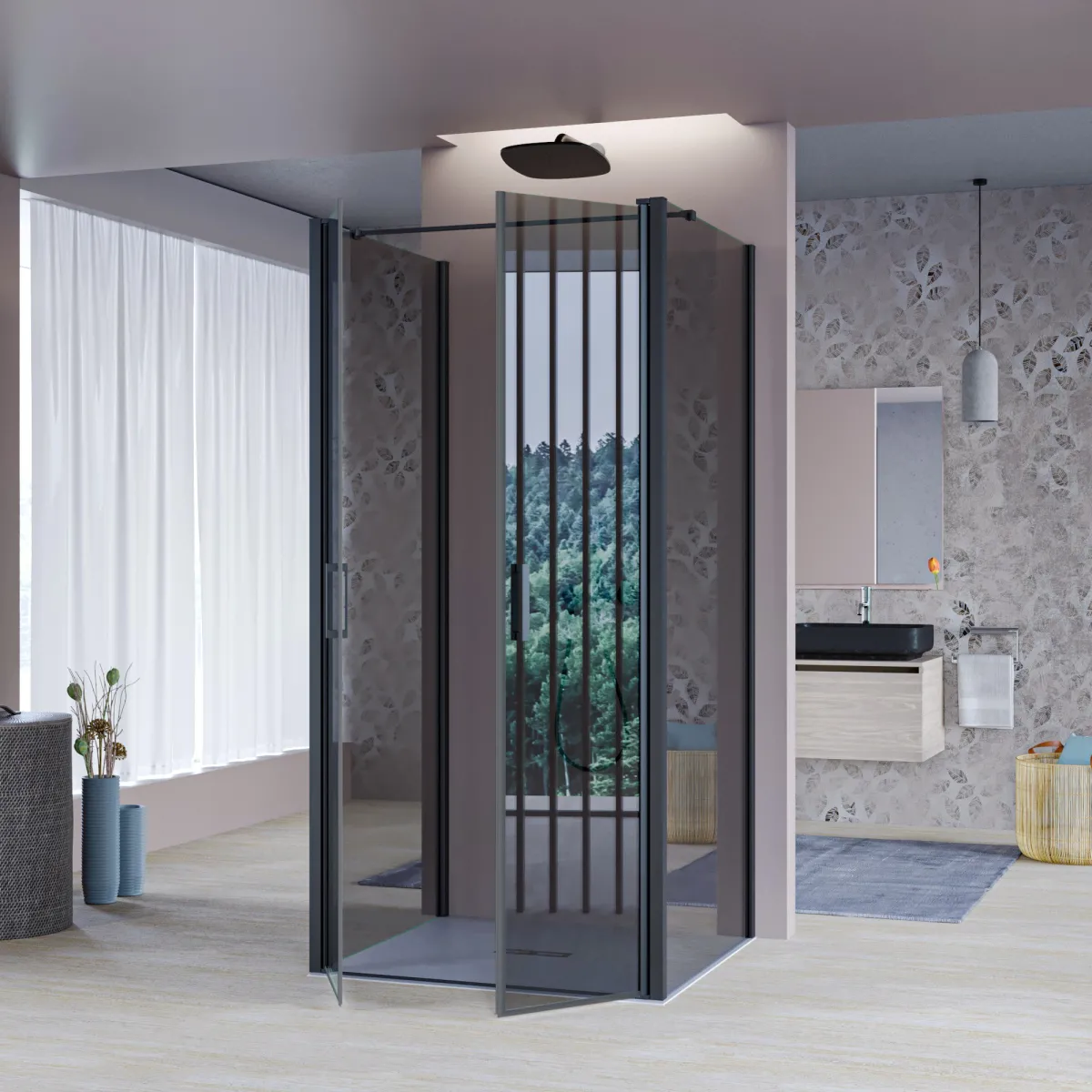Cabine de douche Mylas Black 3 côtés | Mondialshop